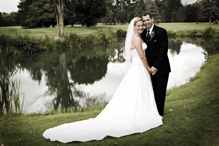 Bride and Groom on the golf course
